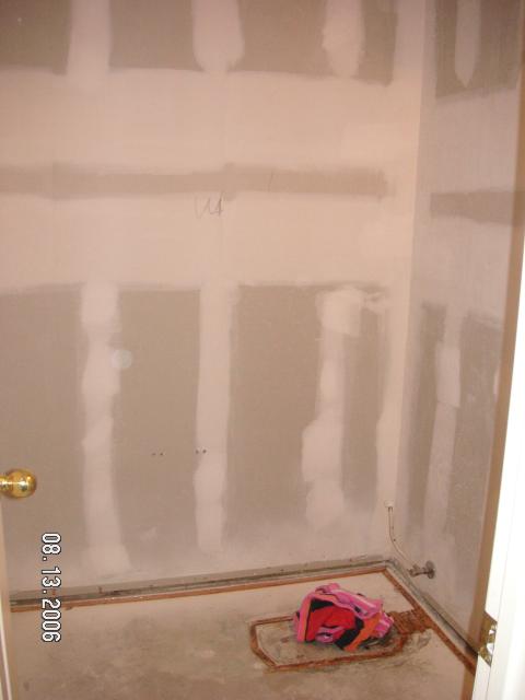 This is basically the same view as the BEFORE pic but sans toilet, carpet, and wallpaper
